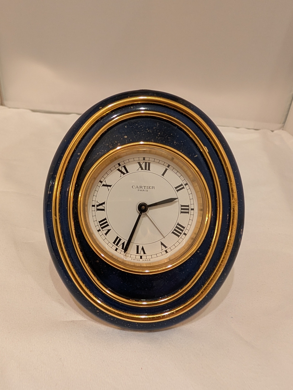 Cartier Blue and Gold Oval Desk Clock - Parts / Repair